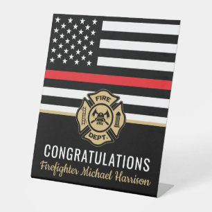 Signe De Table Pompier Fire Academy Red Line Drapeau Graduation