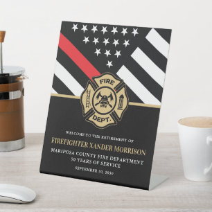 Signe De Table Pompier Service des incendies Parti de retraite