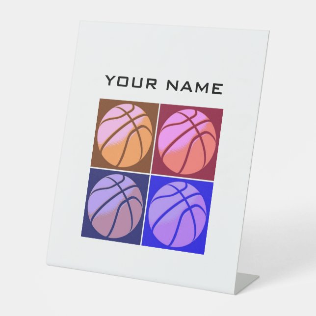 Signe De Table Pop Art Basketball Votre nom (Recto)