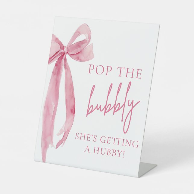 Signe De Table Pop Bow Pop The Bubbly Elle obtient un Hubby Sign (Recto)