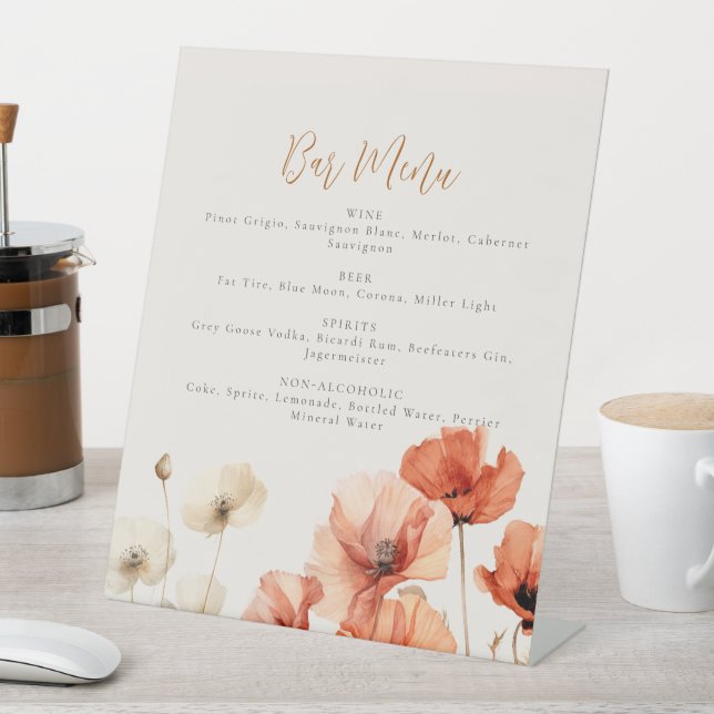 Signe De Table Poppies et Mariages Fleur sauvage (In SItu)