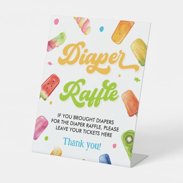 Signe De Table Popsicle Prêt à pop Baby shower Déchets Raffle (Recto)
