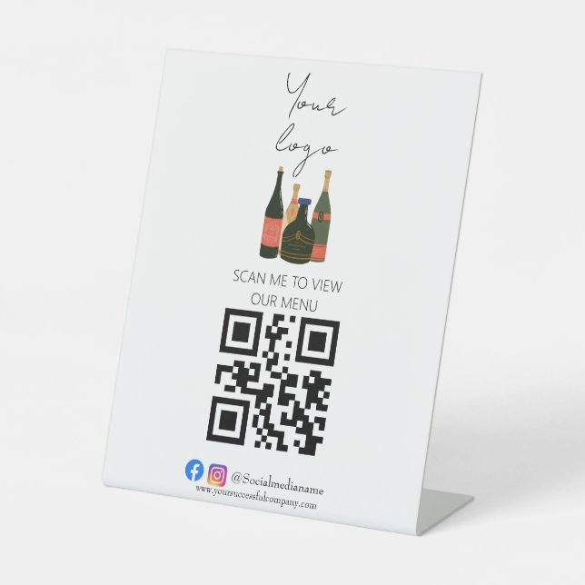 Signe De Table Porte-menu bar contactless code QR professionnel s (Recto)
