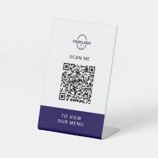 Signe De Table Porte-menu QR Code personnalisé | Restaurant sans