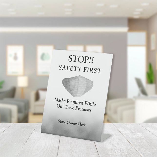 Signe De Table Portez un masque à visage gris affaires (Créateur téléchargé)