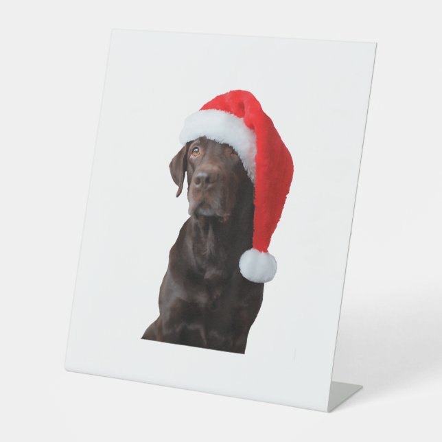 Signe De Table Portrait de chien du laboratoire de chocolat Santa (Recto)