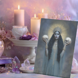 Signe De Table Portrait de la déesse Kali surréaliste bleu style 