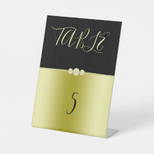 Signe De Table Posh Gold & Black Elegant Diamonds Anniversaire