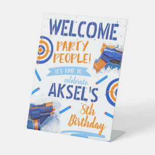 Signe De Table Poster de bienvenue de Dart Gun Dart Party