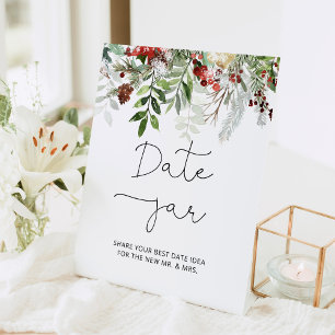 Signe De Table Pot de date de fête de fiançailles Evergreen