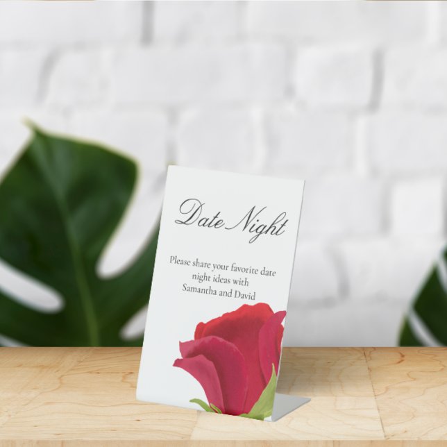 Signe De Table Pot de nuit de date de mariage Rose rouge (Créateur téléchargé)