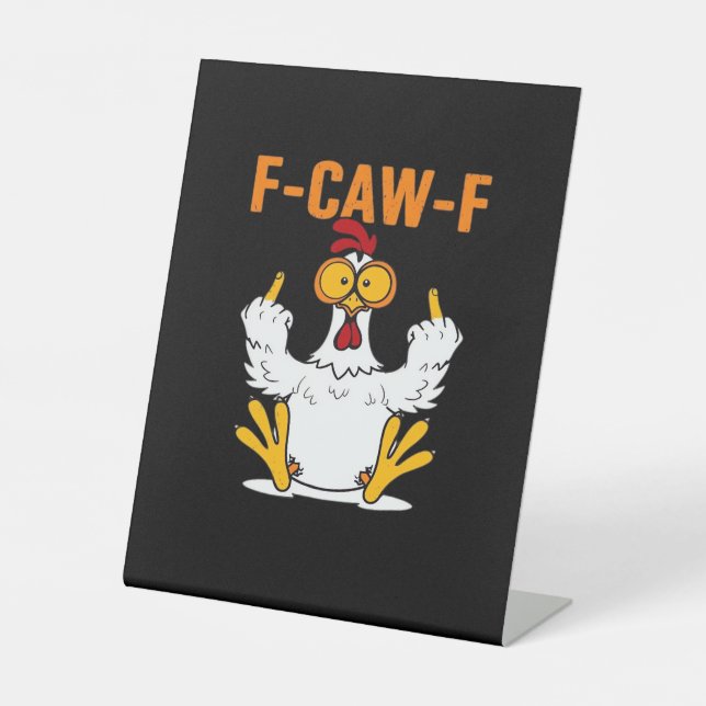 Signe De Table Poulet drôle F-Caw-F Fingers (Recto)