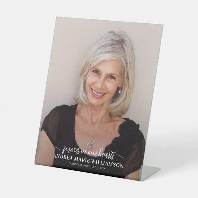 Signe De Table Pour toujours dans nos coeurs Photo (Recto)