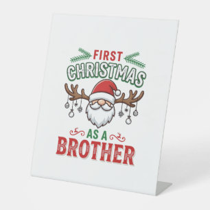 Signe De Table Premier Noël en tant que frère Santa Gnome