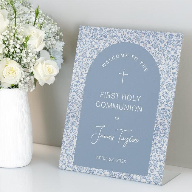 Signe De Table Première communion garçon Arche Bleue Blanche Flor (Créateur téléchargé)