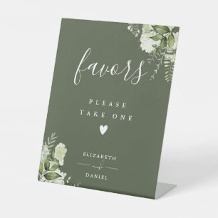 Signe De Table Prenez Une Faveur Olive Green Floral