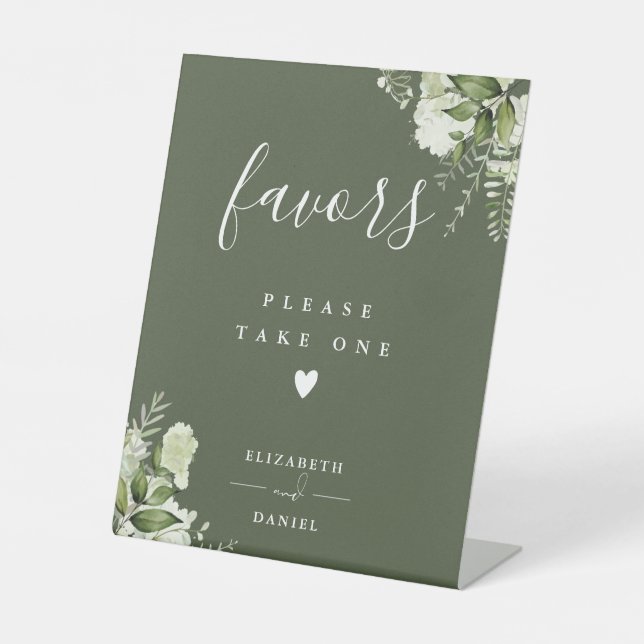 Signe De Table Prenez Une Faveur Olive Green Floral (Recto)