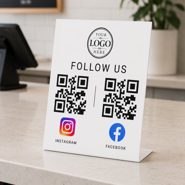 Signe De Table Présentoir de code QR de médias sociaux pour table (Créateur téléchargé)