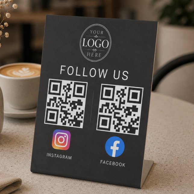 Signe De Table Présentoir de code QR de médias sociaux sur socle (Créateur téléchargé)