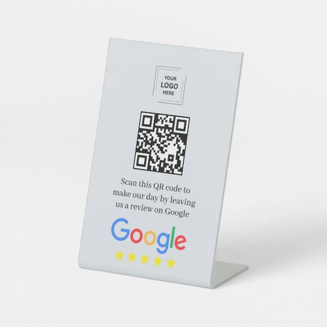 Signe De Table Présentoir de code QR pour Google Avis en forme de (Recto)