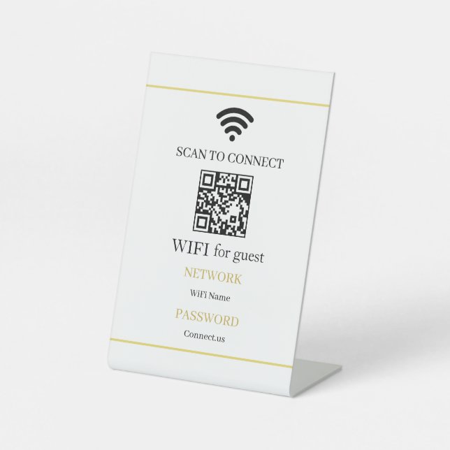 Signe De Table Présentoir de code QR WiFi personnalisé pour résea (Recto)