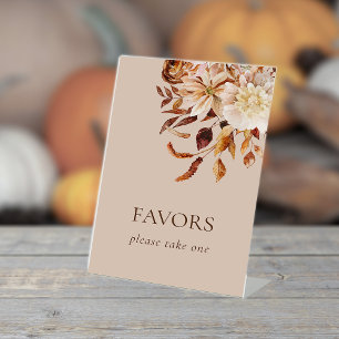 Signe De Table Présentoir de fleurs automnales taupe pour cadeaux