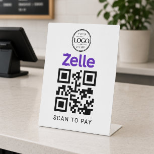 Signe De Table Présentoir de paiement à scanner Zelle pour table