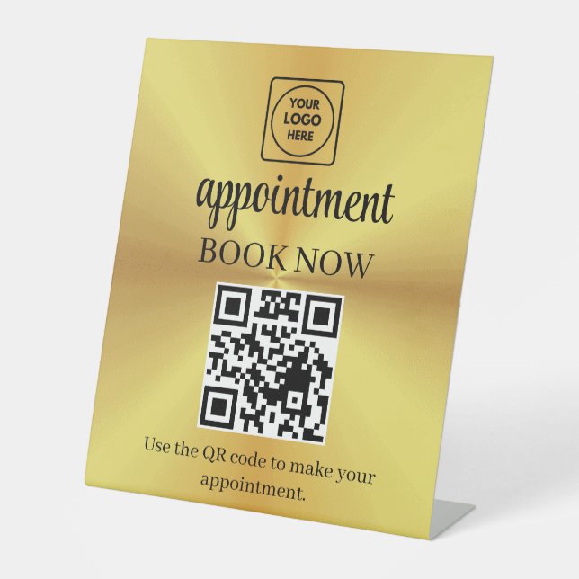 Signe De Table Présentoir de rendez-vous avec code QR doré (Recto)