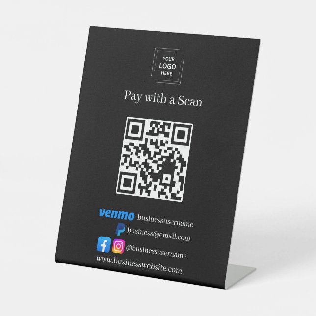 Signe De Table Présentoir de site Web d'entreprise avec code QR n (Recto)