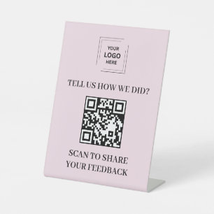 Signe De Table Présentoir de style piédestal avec code QR rose po