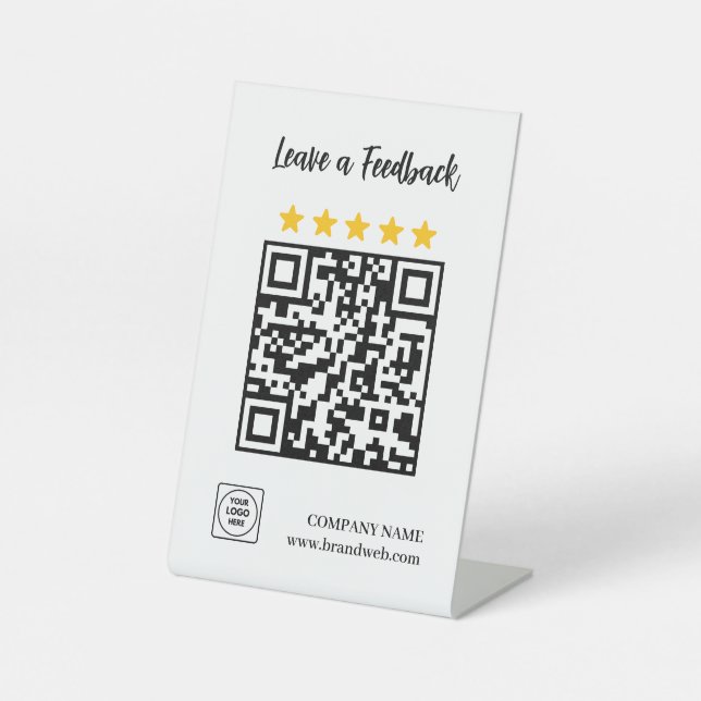 Signe De Table Présentoir moderne pour avis QR 5 étoiles (Recto)