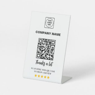 Signe De Table Présentoir QR pour avis d'entreprise 5 étoiles