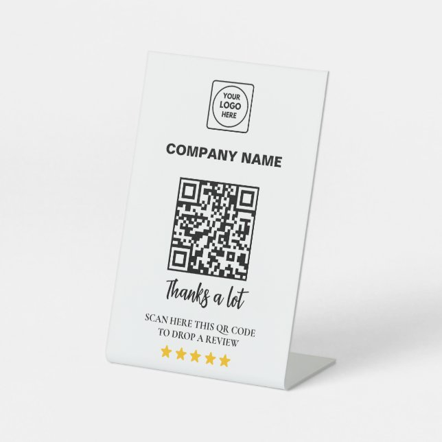 Signe De Table Présentoir QR pour avis d'entreprise 5 étoiles (Recto)