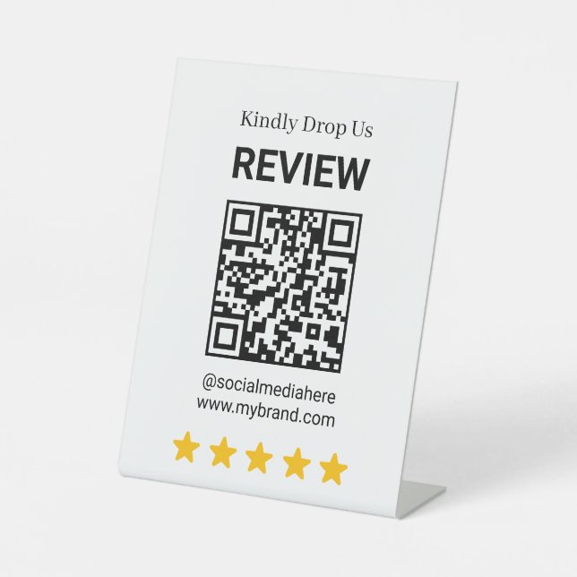 Signe De Table Présentoir QR pour avis sur les réseaux sociaux (Recto)