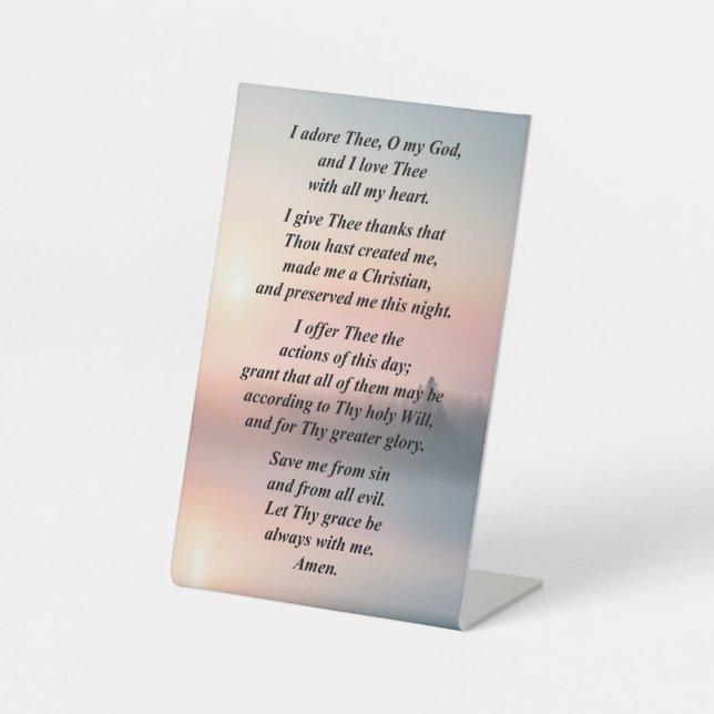 Signe De Table Prière du matin sur un socle de piédestal (Recto)