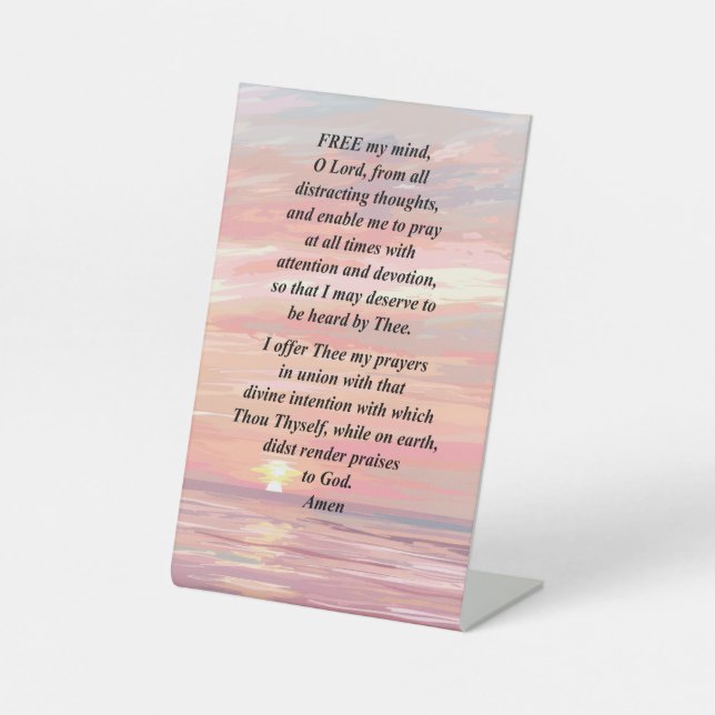 Signe De Table Prière du matin sur une pancarte (Recto)