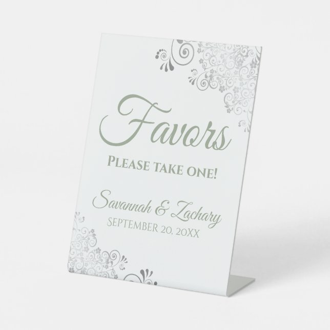 Signe De Table Privilégiez One Silver Sage Green & White Mariage (Recto)