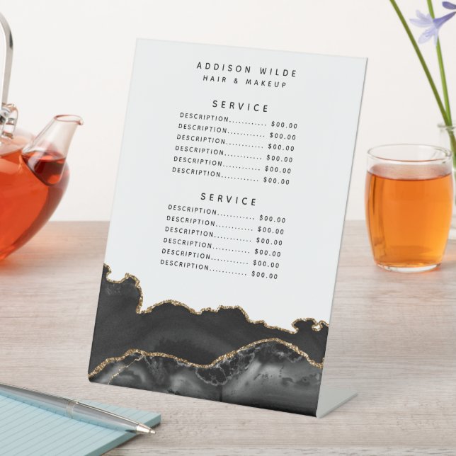 Signe De Table Prix de service Agate Marbre Noir Et Or (In SItu)