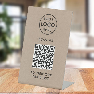 Signe De Table Prix du code QR Logo d'entreprise Kraft Rustic