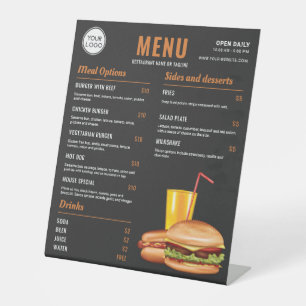 Signe De Table Prix du Menu de Nourriture de Hamburger et de Hot