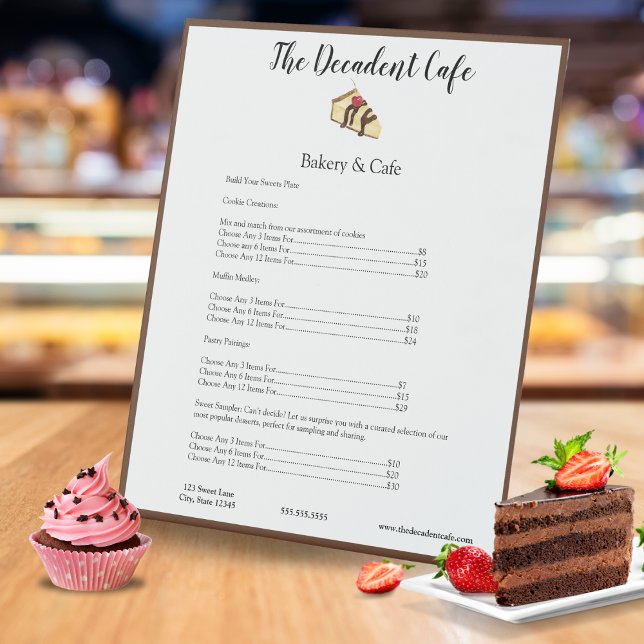 Signe De Table Prix du menu du gâteau au fromage du chef pâtissie (This price menu is easy to customize and uniquely created.  )