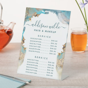 Signe De Table Prix Du Service D'Encre Liquide D'Art Moderne Bleu