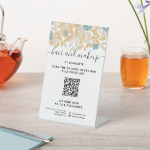 Signe De Table Prix QR numérique chic abstrait de maquillage flor