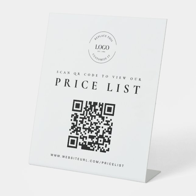 Signe De Table Prix sans contact QR Code logo commercial (Recto)