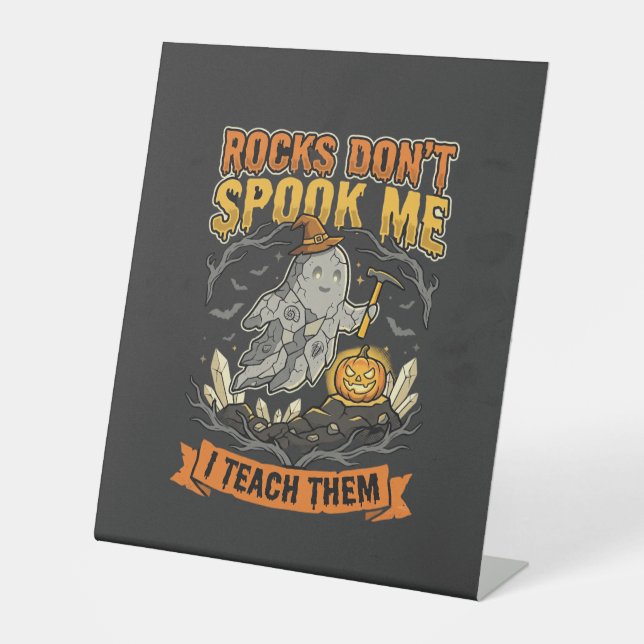 Signe De Table Prof de géologie d'Halloween épouvante (Recto)
