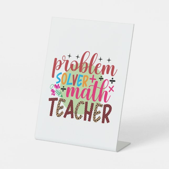 Signe De Table Professeur Cadeaux | Enseignant en mathématiques d (Recto)