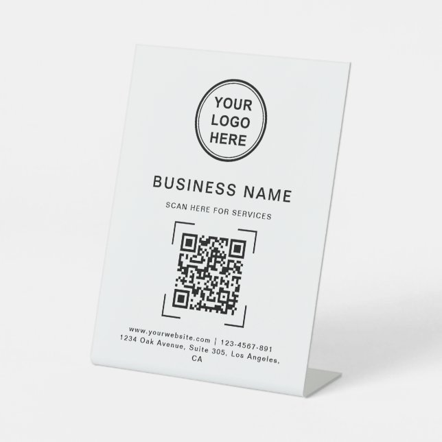 Signe De Table Professionnel moderne Nom commercial QR Code Logo (Recto)