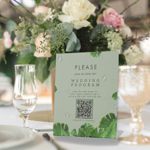 Signe De Table Programme de mariage des Feuilles de la palme trop
