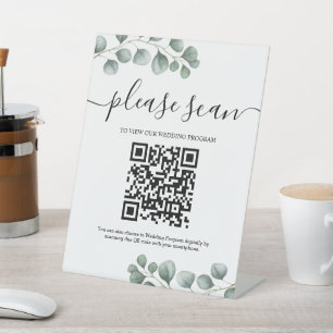 Signe De Table Programme de mariage Feuille Eucalyptus vertes Cod