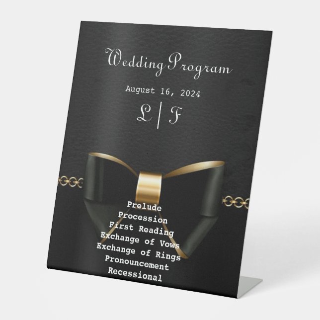 Signe De Table Programme de mariage Gold et Black Tuxedo (Recto)